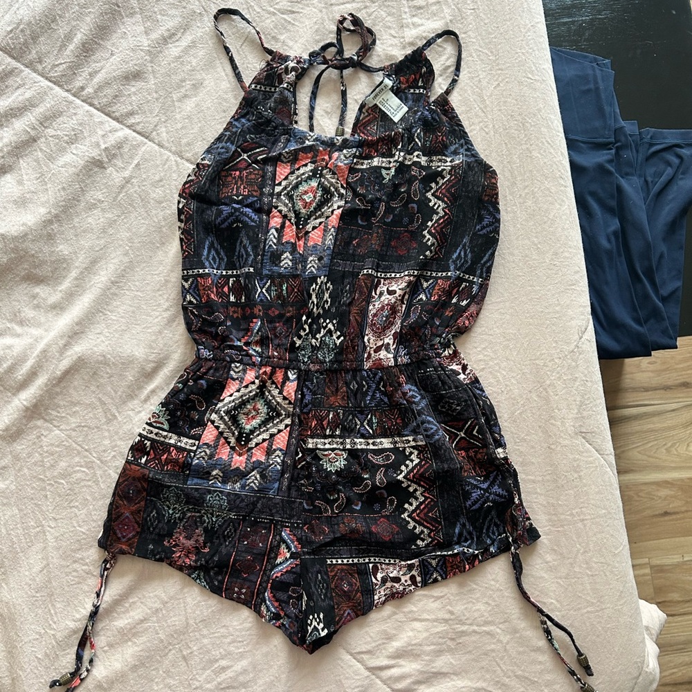 Tie Back Womens Romper w/ Pockets
